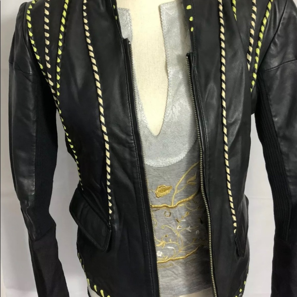 Roberto Cavalli Leather Jacket size 42 made Italy - Picture 2 of 7